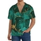 thumbnail image 1 of Balery Green Gold Glitter Camisa Casual de Manga Corta con Botones para Hombre, Texturizada, Estilo Cubano, para Playa, Verano-3X-Large, 1 of 5