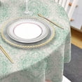 thumbnail image 4 of Teal Ethnic Boho Round Tablecloth 60 Inch - Waterproof Fabric Table Cloth Protector, Vintage Mexican Flowers Southwestern Tablecloths Washable Table Cover for Kitchen Banquet Coffee Table, 4 of 6