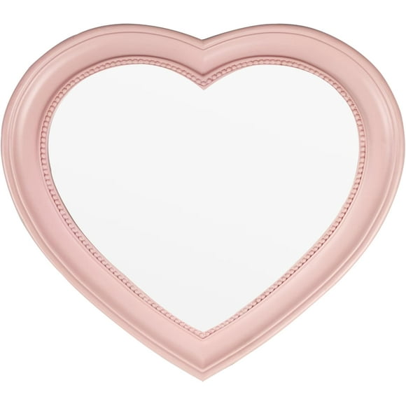 ERDS-Heart Shaped Mirror Heart Shape Mirror for Home Decor Valentine Decorations 12.6x11inch Pink