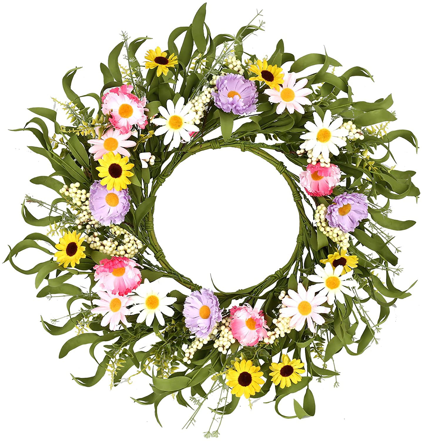 housewarming gift Summer door wreath from artificial flowers home and wedding decor foliage and berries in present box