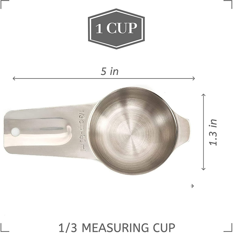 2/3 Cup Measuring Cup Stainless Steel Metal, Accurate, Engraved Markings Us