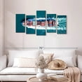thumbnail image 2 of Elephant Stock Metal Ship Wall Art - Horizontal Multi Panel Canvas - 5 Pieceliving Room Wall Decor - Photography Transportation Multi Panel - Pink And Teal Decor - 49" x 24", 2 of 4
