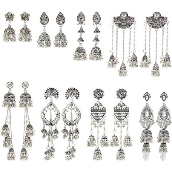8 Pairs Jhumka Earrings Indian Jhumka Jhumki Ethnic Stud Earring Sets