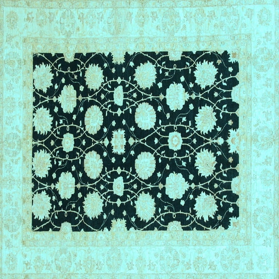 Ahgly Company Indoor Square Oriental Light Blue Traditional Area Rugs, 3' Square