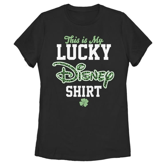 Women's Disney St. Patrick's Day This is my Lucky Disney Shirt Graphic Tee Black Large