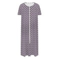 thumbnail image 5 of Fartey Women's Zipper Front Robes Cute Heart Print Short Sleeve Nightgown Long House Coat Full Length Loose Loungewear with Pockets Purple XL, 5 of 8