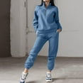 thumbnail image 2 of Spring And Autumn Fashion Casual Hooded Sweater Two Piece Set Long Sleeve Solid Color Fleece Sweetheart Set, 2 of 6