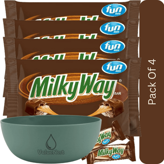 Milky Way Fun Size Candy Bars Milk Chocolate, 10.65 oz Sharing Bag with olive green bowl by ValueNest