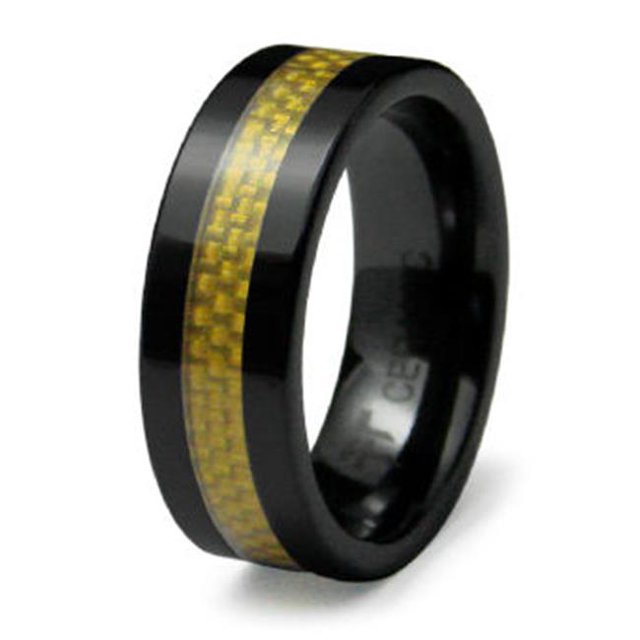 EWC R40002-090 Ceramic Ring with Carbon Fiber Inlay - Size 9
