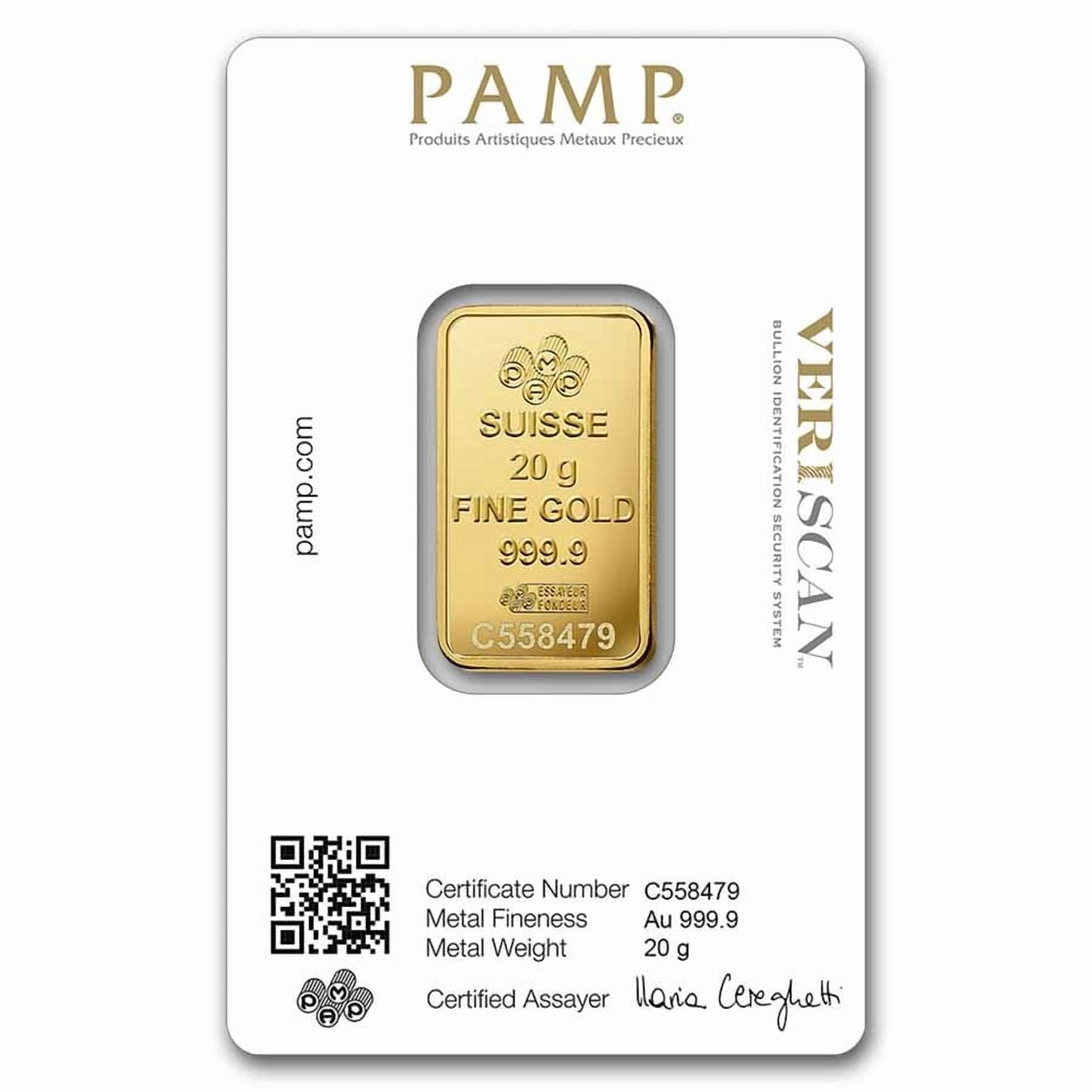 Pamp Suisse Lady Fortuna 20 Gram Gold Bar - Large Assay Card