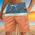 thumbnail image 4 of lcziwo Mens 2025 Summer Big and Tall Beach Shorts Fashion Color Block Elastic Waist Board Shorts Casual Drawstring Sweat Shorts Hawaiian Swim Trunks Camisas Para Hombres Orange XXXXL, 4 of 5