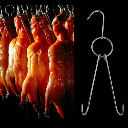 

amlbb Stainless Steel Double Meat Hooks Roast Ducks Bacons Shop Hook BBQ Grill Hanger Cooking Tools Accessories on Clearance