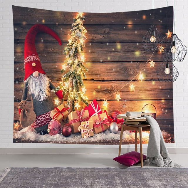 Tapiz de pared de Navidad Decoración colgante de pared Muñeco de nieve Papá Noel Árbol de Navidad Elemento Impresión digital Tapiz Ropa de cama Tapiz Dormitorio Sala de estar Estilo BANYUO Electrónica