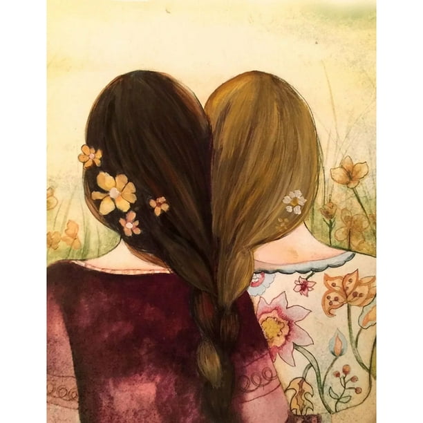 Pintura de diamante (DE9182) Chicas trenzadas 5D DIY Cuadrado Trabajo hecho a mano Regalo (B234) 40x50cm FLhrweasw Nuevo