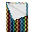 thumbnail image 2 of Purple and Yellow Soft Flannel Fleece Blanket, Rainbow Like Colorful Optical Illusory Vertical Repetitive Wavy Stripes, Cozy Plush for Indoor and Outdoor Use, 60" x 80", Multicolor, by Ambesonne, 2 of 5