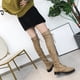 thumbnail image 5 of sweethay Botas hasta la rodilla para mujer Cremallera lateral Tacón bajo Flock Muslo Botas altas Microfibra Color sólido Zapatos planos Accesorio Calzado Marrón oscuro 5 sweethay AP013397-23, 5 of 6