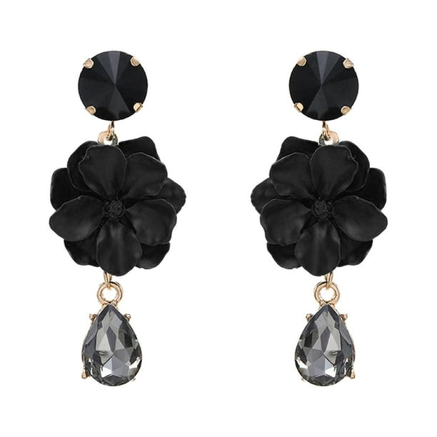 Pendientes para mujer, regalos para mujer, pendientes de flores, temperamento femenino, pendientes largos de cristal, pendientes, pendientes