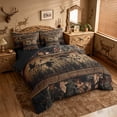 thumbnail image 2 of meiyoeat Wild Animal Mallard 7pcs Queen Bedding,Rustic Camo Wood Print Bedding Comforter Set Queen For Kids Boys,Black Reversible, 2 of 7
