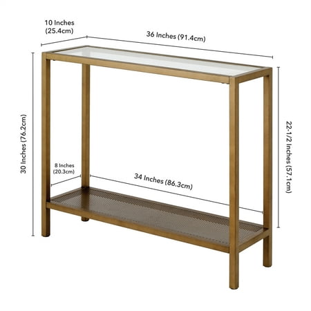 36 Industrial Metal Brass Console Table, 30 Cm Wide Console Table