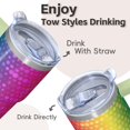 thumbnail image 4 of Reusable 20oz Geometric Texture Coffee Tumbler with Handle, Stainless Steel Double Wall Travel Mug Leak Proof Design, 4 of 5