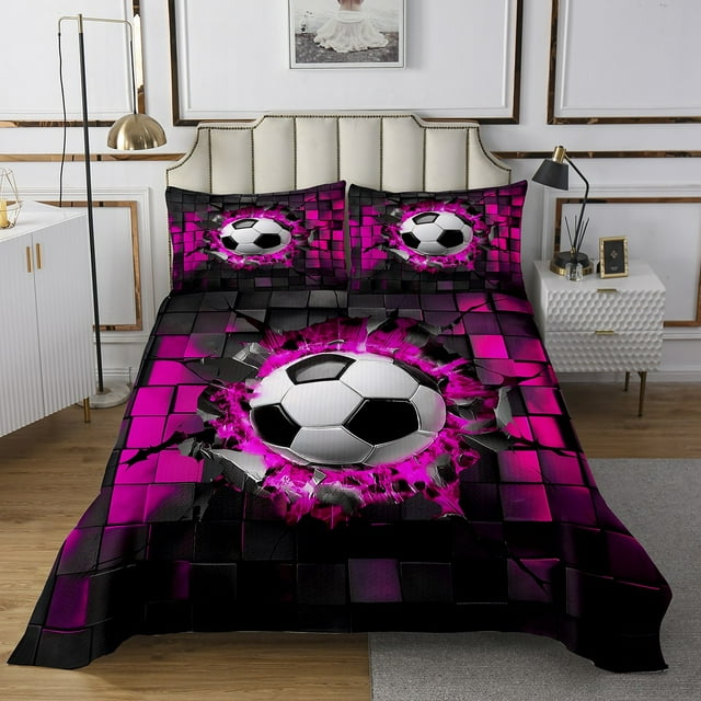Erosebridal Soccer Coverlet Set King,Sport Theme Bedding Set,3pcs