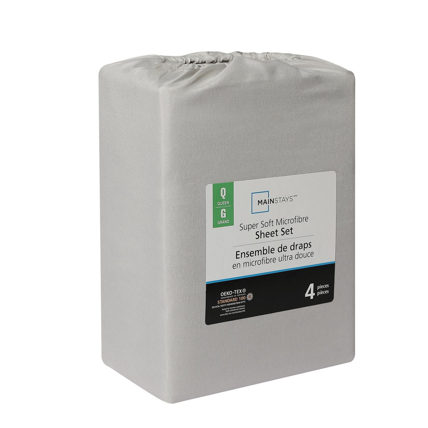 Ensemble de draps en microfibre doux et facile d'entretien Mainstays – Solide Tailles: 1 place, 2 places et grand lit