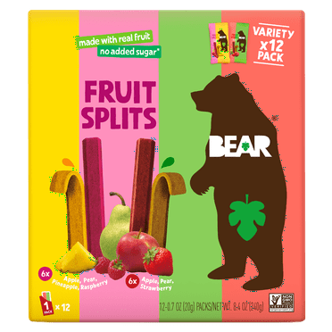 BEAR Fruit Splits Variety Pack 8.4oz, 12ct, Non GMO, Vegan