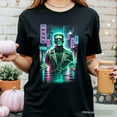 thumbnail image 5 of Cyberpunk Frankenstein T‑Shirt, Neon Halloween Monster Tee, 5 of 5