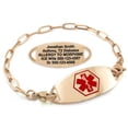 thumbnail image 1 of MedicEngraved Rose Gold Stainless Steel Custom Medical Alert Bracelet - 4mm Paperclip Link, 1 of 7