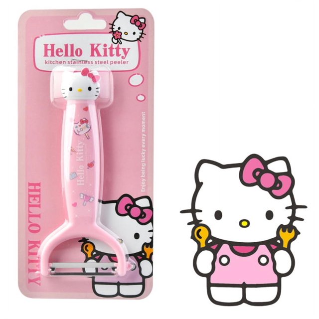 Nuevo dibujo animado Sanrio Hello Kitty cuchillo de pelar cuchillo de fruta de acero inoxidable lindo gatito rosa cocina cuchillo pelador de frutas regalo de Anime