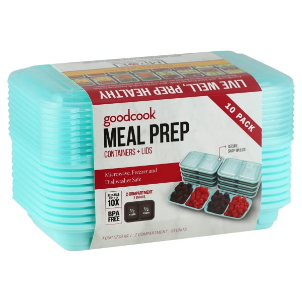 Goodcook 2 Small Compartment Meal Prep Container, Rectangle Walmart