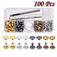 thumbnail image 1 of Hexang pour Ensemble de Bouchons en Cuir Kit de Fixation Rivets 100 avec Outils Doubles & Amélioration de la Maison, 1 of 5