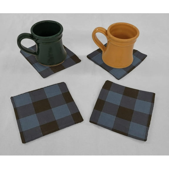 Buffalo Check Plaid Cloth Coasters by Penny's Needful Things (Set of 4) Blue