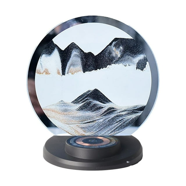 Solar Outdoor String Lights 3d Moving Sand Art Table Lamp,Remote Control Quicksand Lamp,3d Hourglass Deep Sea Sandscape Sand Painting Night Light,360°Rotating Hourglass Decor Home Desktop Decor