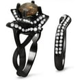 thumbnail image 2 of beryl_creation 925 Sterling Silver 2.60 Ct Round Cut Brown Diamond Engagement Wedding Thanksgiving Christmas Bridal Ring Set 14K Black Gold Plated For Women's -7.5, 2 of 3