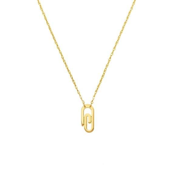 14k Yellow Gold Paperclip 16 Inch 18 Inch Adjustable Necklace 18 Inch Pendant Necklace for Women