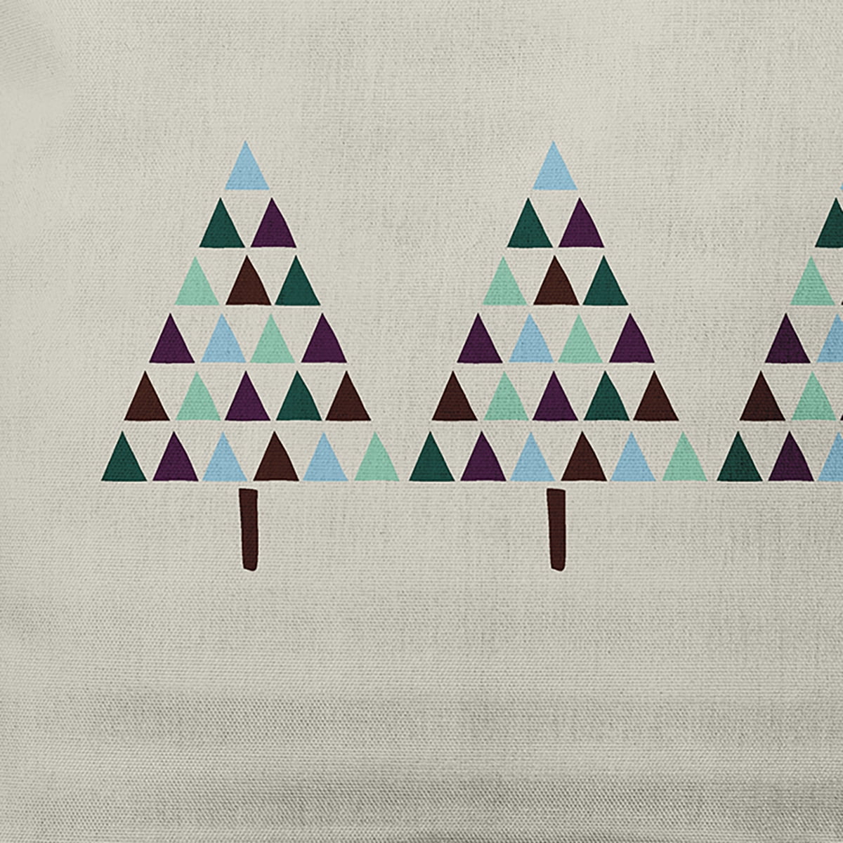 Simply Daisy Latte Colored Triangle Trees Christmas Soft Spun Polyester Decorative Throw Pillow, 16" x 16"
