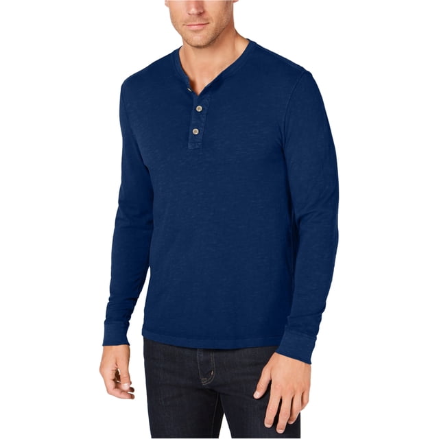 Camiseta Henley Club Room Hombre Azul Grande