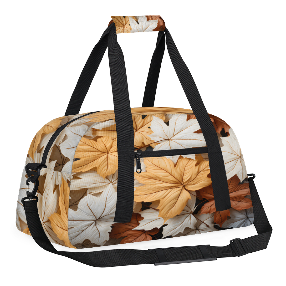 Herdesigns Fall Printed Sports Duffle Bag for Women & Men, Autumn Leaves Gym Bag Dance Bag Overnight Bag Carry On Weekender Travel Bag