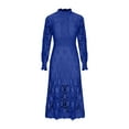 thumbnail image 3 of ZSDVBZS Midi Dresses for Women Formal High Neck Long Sleeve Lace Tunic Dresses Flowy Elegant Party Cocktail Dresses Navy L, 3 of 5