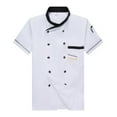 thumbnail image 2 of Unisex Jacket Men Women Waiter Waitress Comfortable Short Sleeve Shirt Coat Breathable Work Wear Chef Clothes for Cooking Size White, 2 of 6