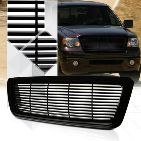 - Glossy Black ABS Horizontal Bar Billet Bumper Grille/Grill for 04-08 Ford F-150 05 06 07