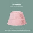 thumbnail image 4 of 1 Pcs Winter Faux Fur Bucket Hat,22.0-22.8Inch Thicken Warm Fisherman Cap Fuzzy Hat,Plush Fleece Headwear Sun Hat for Women Pink, 4 of 6