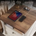 thumbnail image 6 of OKD Farmhouse Nightstand, 3 Drawer Wood Side Table with Charging Station for Bedroom, Living Room - Antique White, 6 of 8