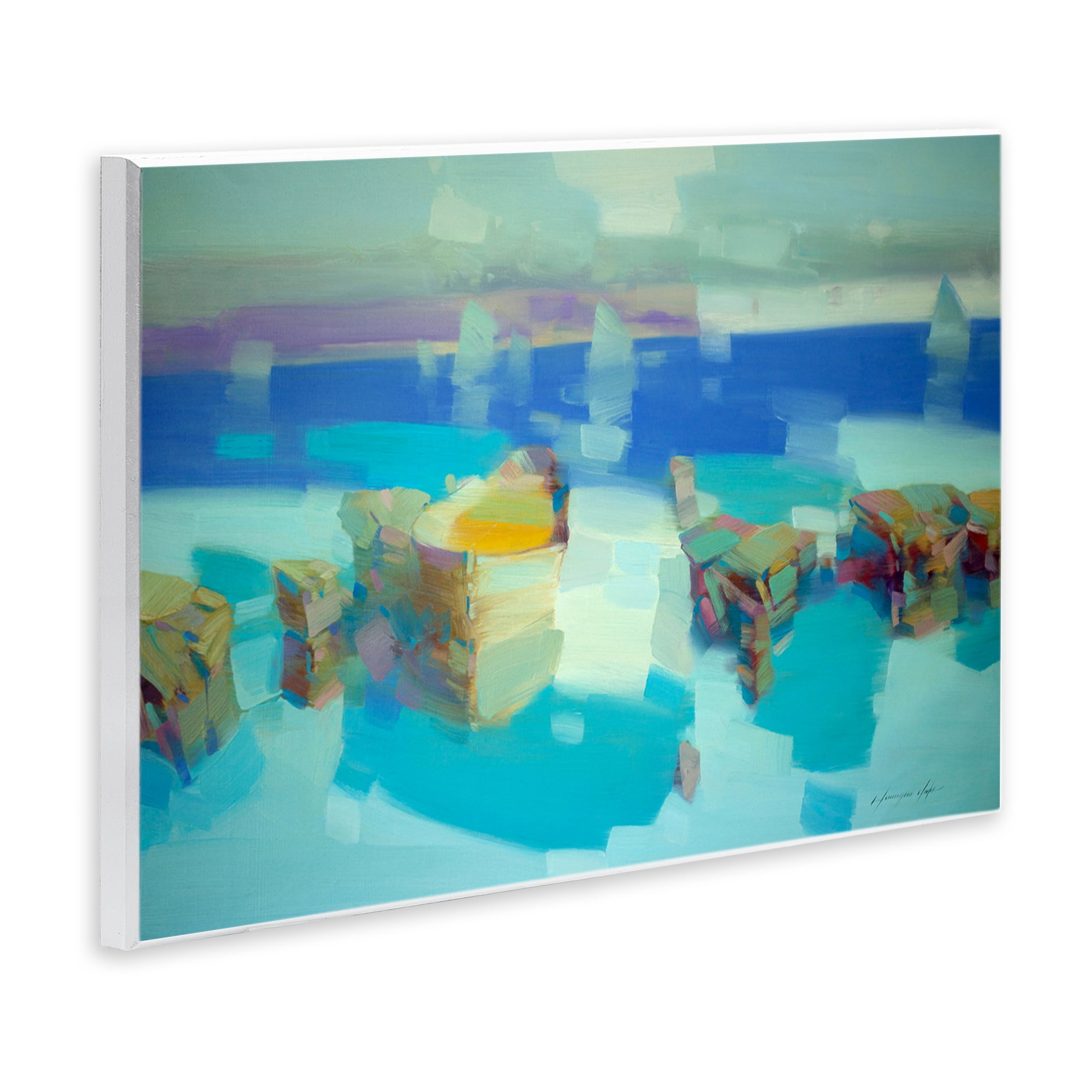 Stupell Industries Abstract Nautical Cliffs Abstract Painting Unframed Art Print Wall Art, 15 x 10