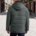 thumbnail image 6 of Men's Hooded Puffer Jacket Full Zip Padded Coat,Warm Windbreaker Fall Winter Outerwear Relaxed Comfy Daily Outing Wear,Gray,S, 6 of 9