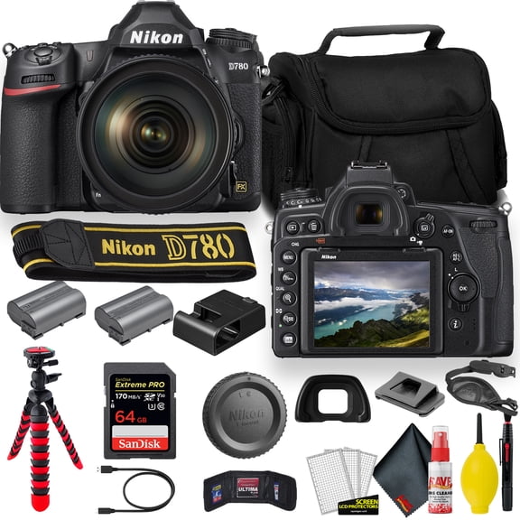 Nikon D780 DSLR Camera, 24.5MP Full Frame Digital Camera Bundle with 64GB Card & Accessories (International Model)