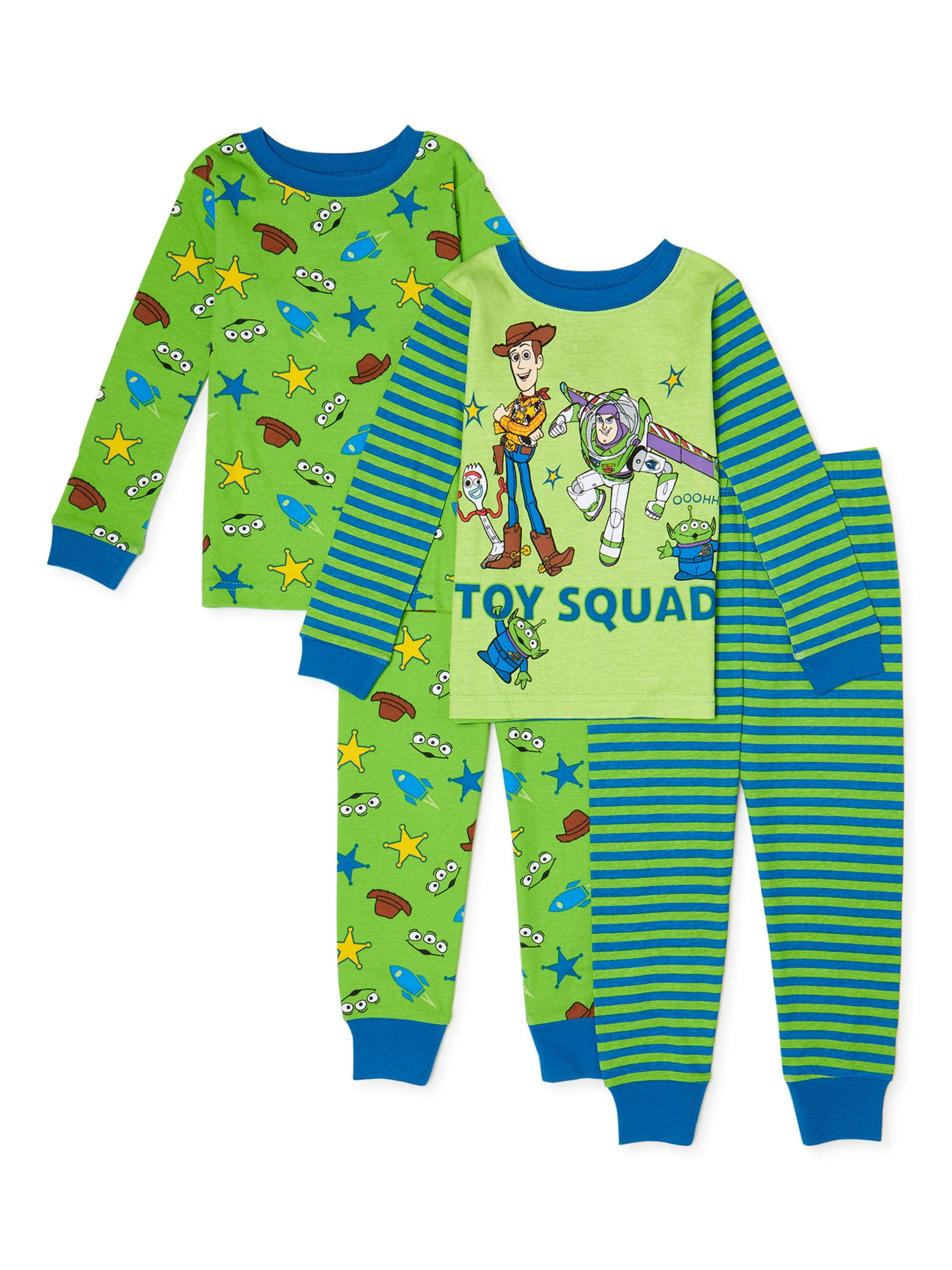 Toy Story 4 Toddler Boy Long Sleeve Snug Fit Cotton Pajamas, 4pc Set