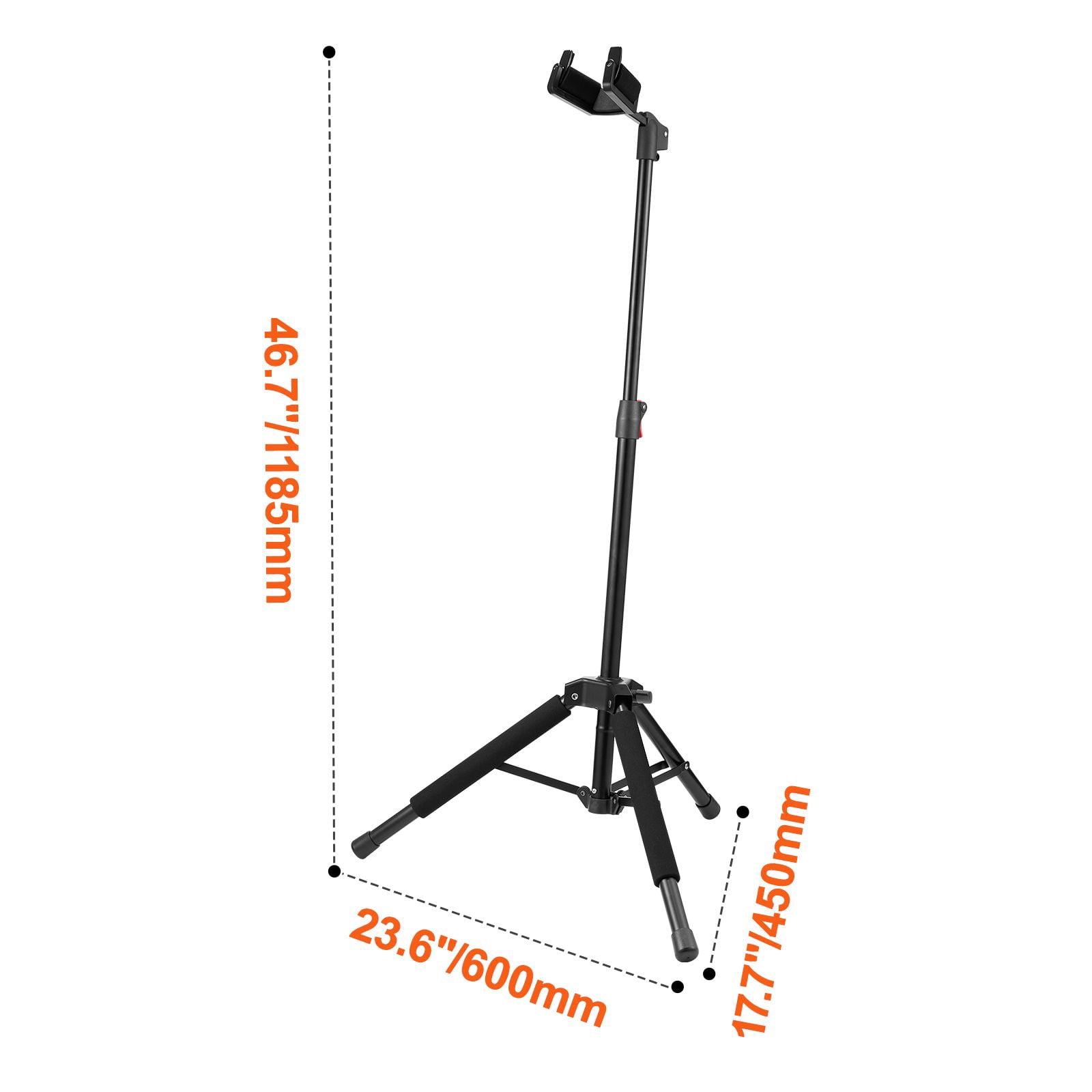 Floor-Standing Tripod Guitar Stand with Gravity Auto-Lock, Adjustable Height 35.4"-47.2", Foldable Design, Universal Fit for Acoustic, Electric & Bass Guitars