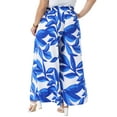 thumbnail image 3 of Agnes Orinda Women's Plus Size Easter Easter Floral Wide Leg Palazzo Pants Elastic High Waisted Casual Summer Long Lounge Pant Trousers 3X Blue, 3 of 6
